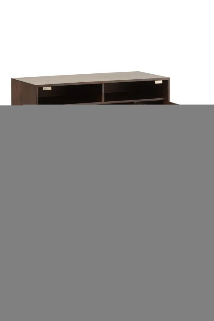 Compact bureau van donkerbruin mangohout, 35x108x70 cm. Conie bureau voor thuis.