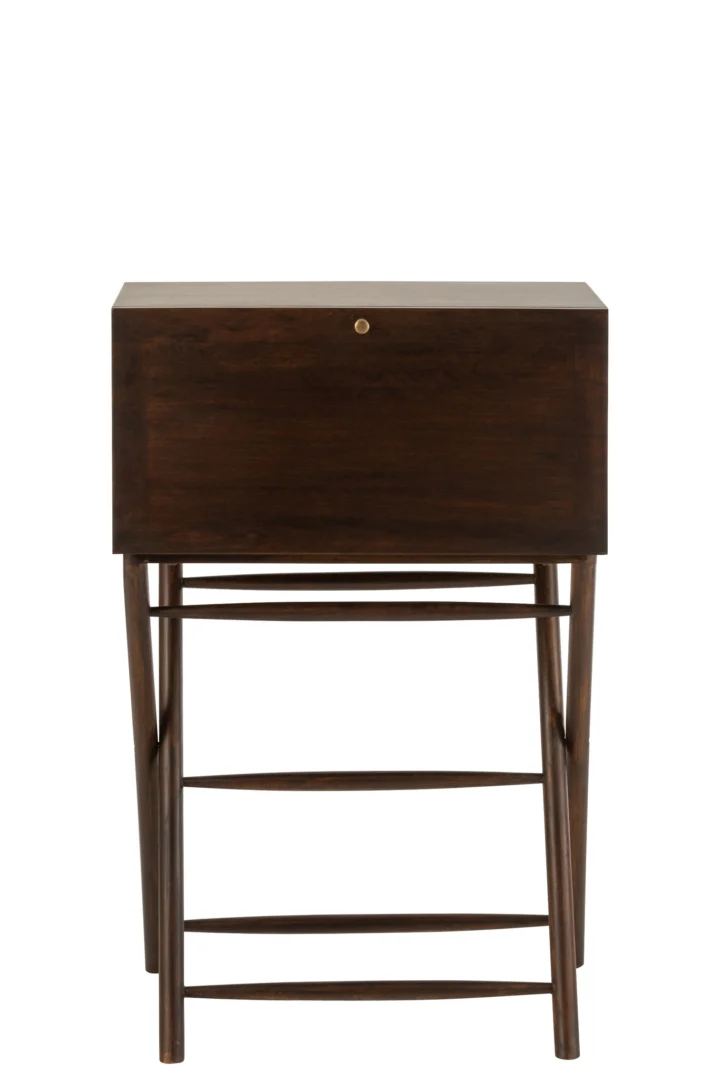 Donkerbruin bureau van mangohout, 35x108x70 cm. Compact en stijlvol voor elk interieur.