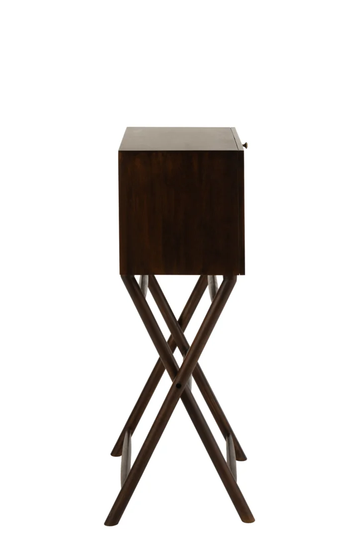 Compact donkerbruin mangohouten bureau Conie, 35x108x70 cm.