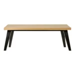 De Salontafel Zwart is een rechthoekige glazen tafel (60 x 42 cm) met een lichtgekleurd blad en vier schuine zwarte poten, tegen een effen witte achtergrond.