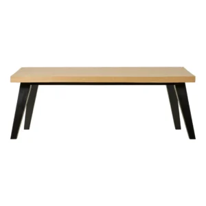De Salontafel Zwart is een rechthoekige glazen tafel (60 x 42 cm) met een lichtgekleurd blad en vier schuine zwarte poten, tegen een effen witte achtergrond.
