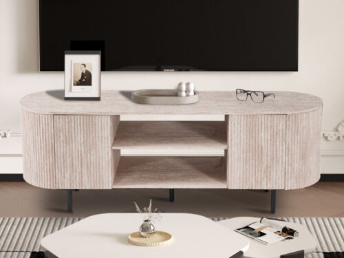 Tv-meubel Mykonos 160 cm travertinlook beige Japandi