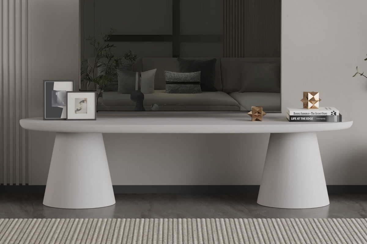 Tv-meubel Cascais 160 cm cementlook ecru Japandi
