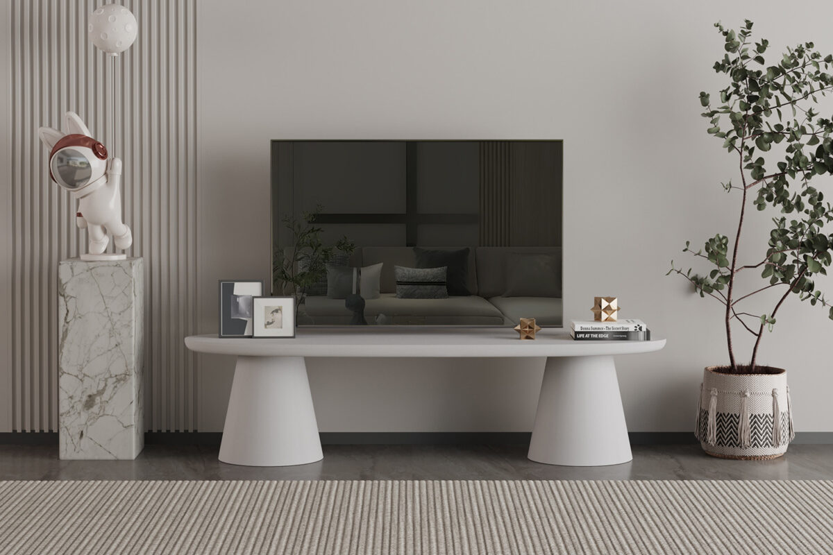 Tv-meubel Cascais 160 cm cementlook ecru Japandi – foto 2