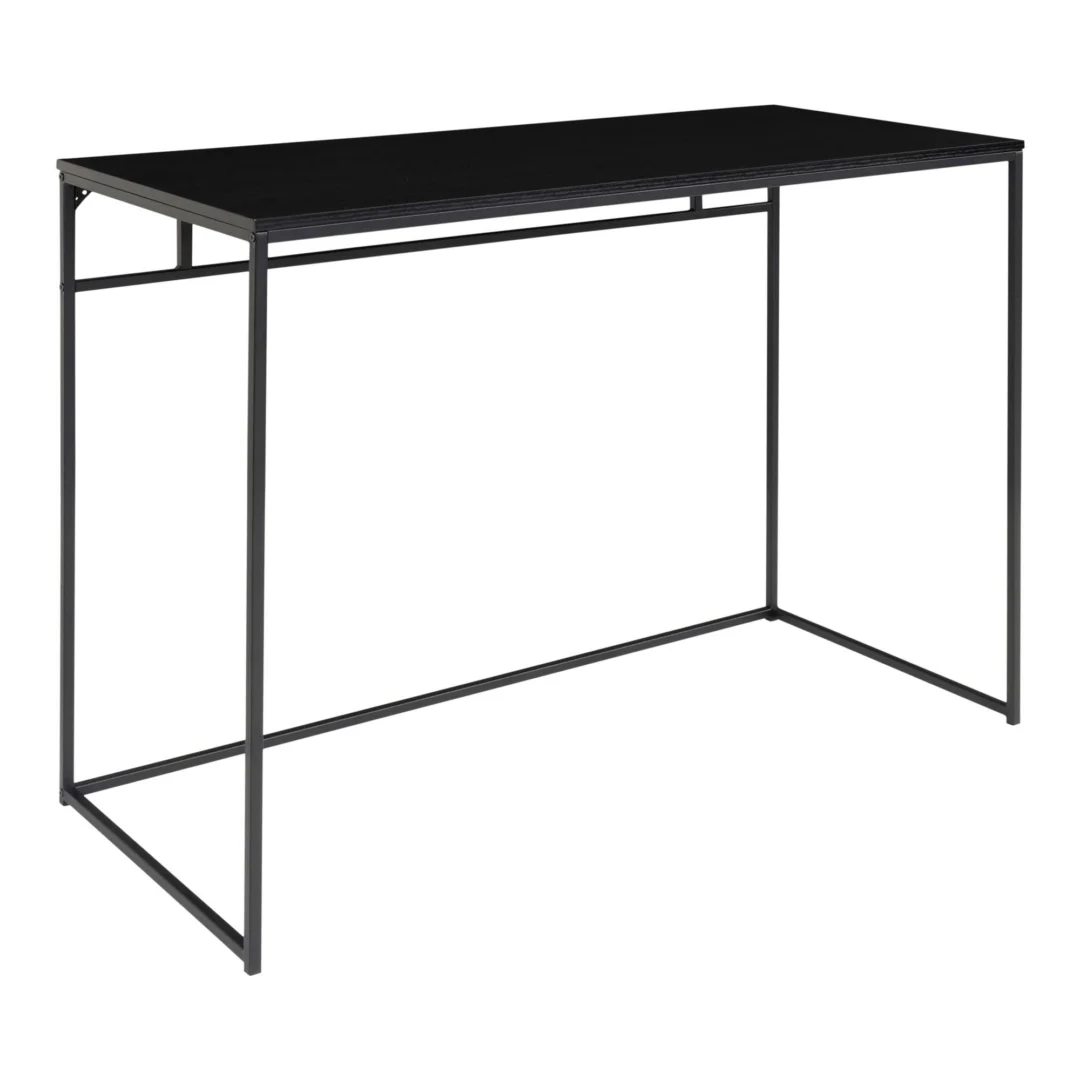 Zwart Vita bureau met zwart frame en blad, 100x45x75 cm. Modern bureau voor kantoor of thuis.