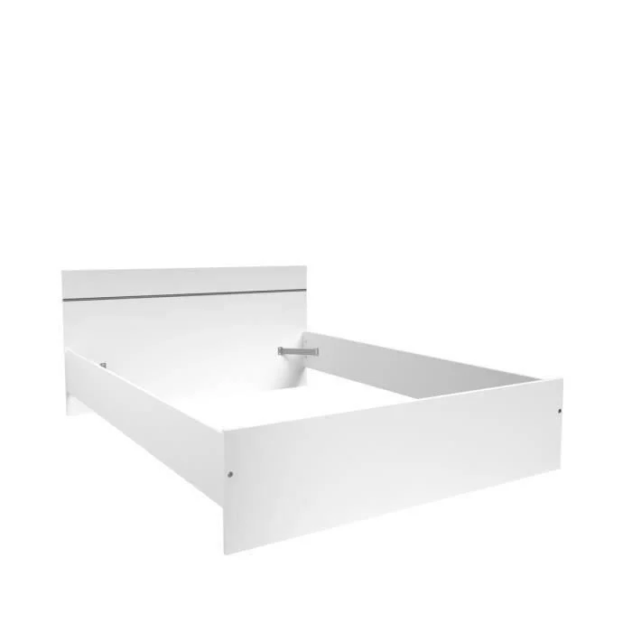 Bedombouw 140 x 190 cm Wit Spaanplaat Gemaakt in Frankrijk - Afbeelding 5