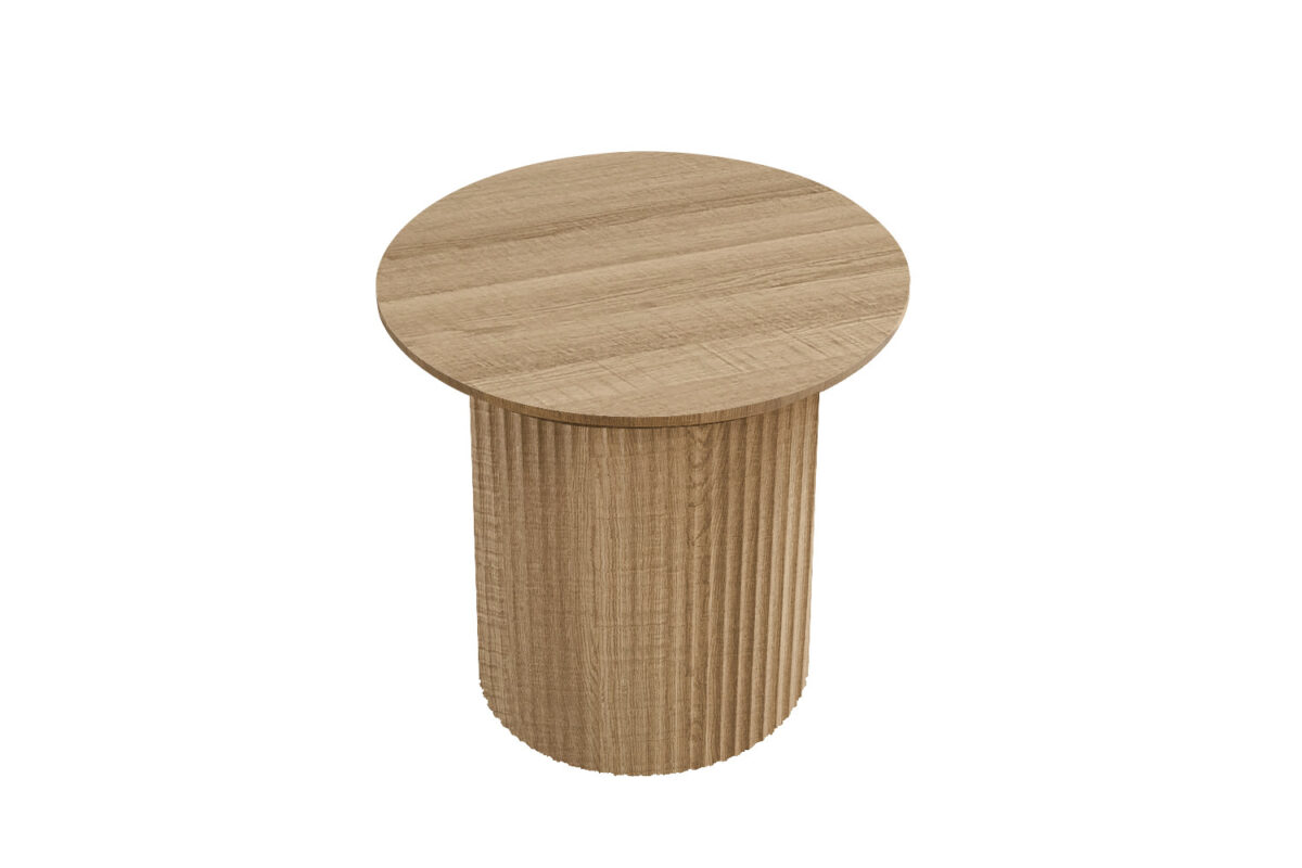 Bijzettafel Mykonos Rond 50 cm eiken naturel Japandi – foto 3