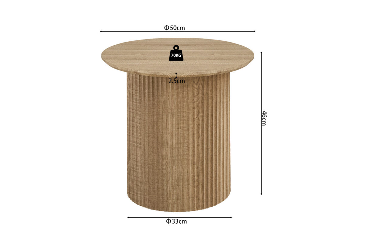 Bijzettafel Mykonos Rond 50 cm eiken naturel Japandi – foto 7