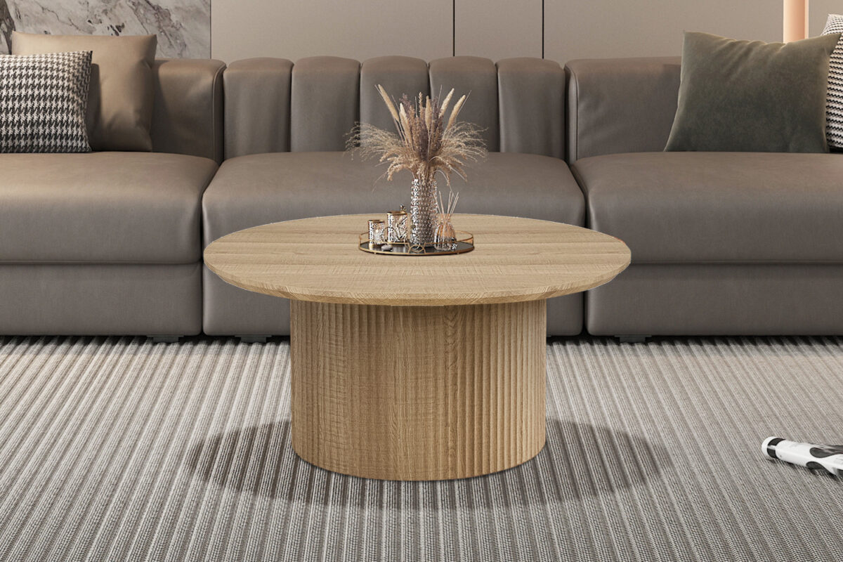 Salontafel Mykonos Rond 80 cm eiken naturel Japandi