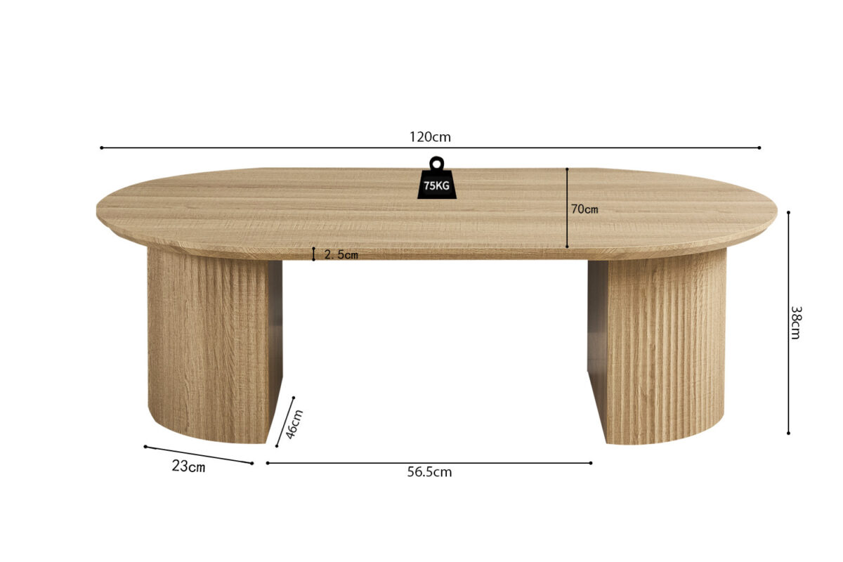Salontafel Mykonos Ovaal 120 cm eiken naturel Japandi – foto 6
