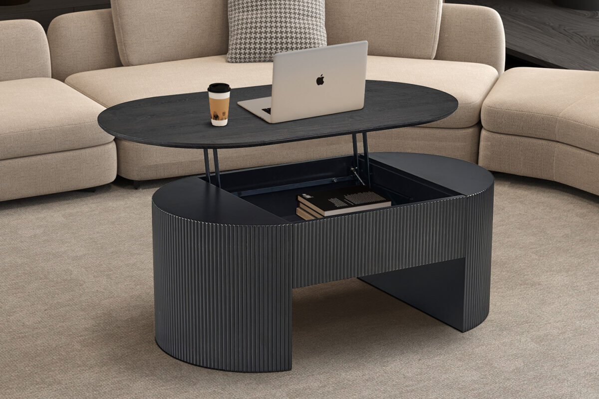 Salontafel Mykonos Met lift-top 120 cm donkerbruin Japandi