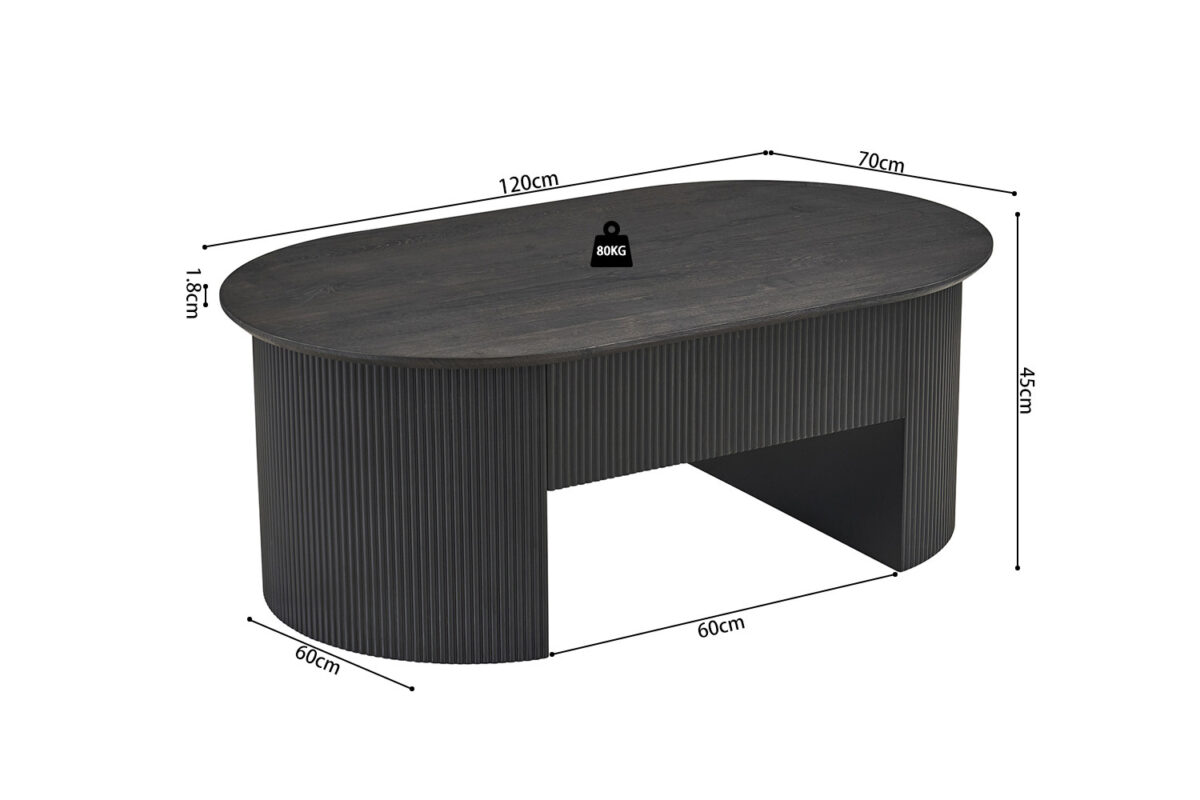 Salontafel Mykonos Met lift-top 120 cm donkerbruin Japandi – foto 12