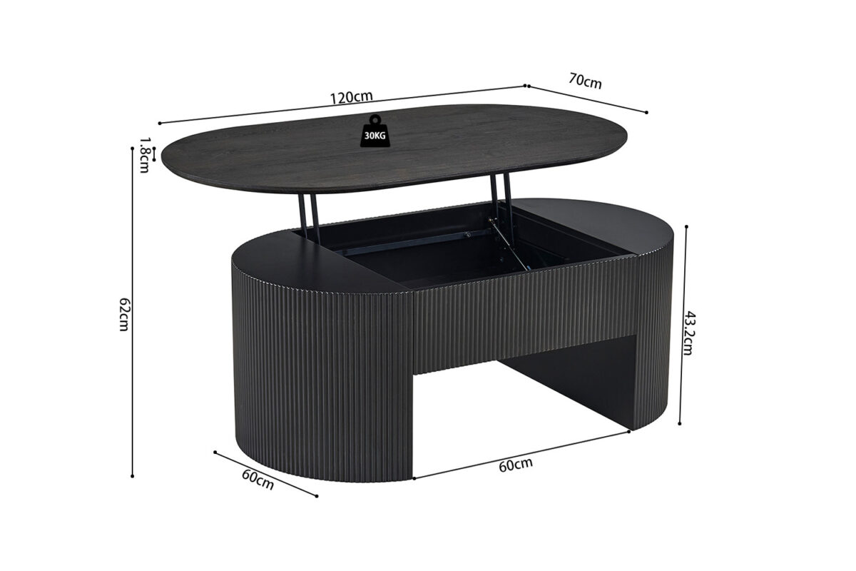 Salontafel Mykonos Met lift-top 120 cm donkerbruin Japandi – foto 13