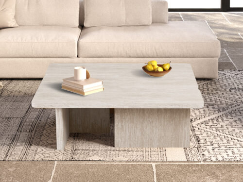 Salontafel Matera Vierkant 120 cm travertinlook beige Japandi