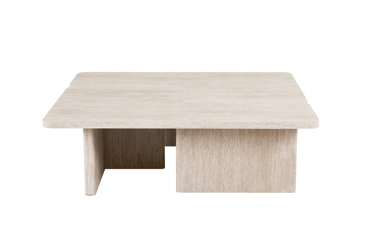 Salontafel Matera Vierkant 120 cm travertinlook beige Japandi – foto 3