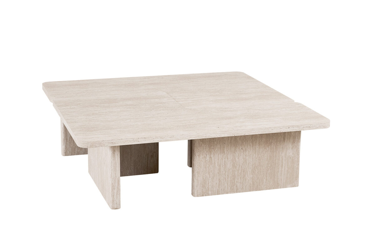 Salontafel Matera Vierkant 120 cm travertinlook beige Japandi – foto 4
