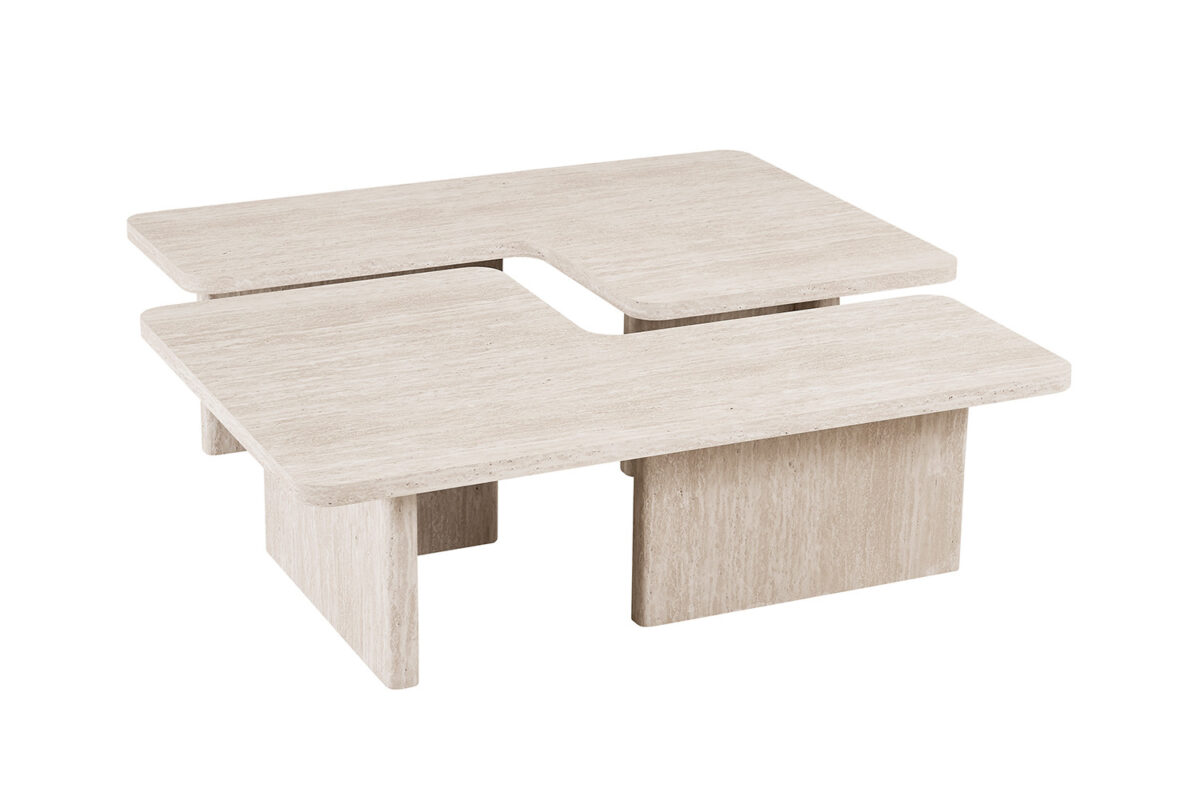 Salontafel Matera Vierkant 120 cm travertinlook beige Japandi – foto 5