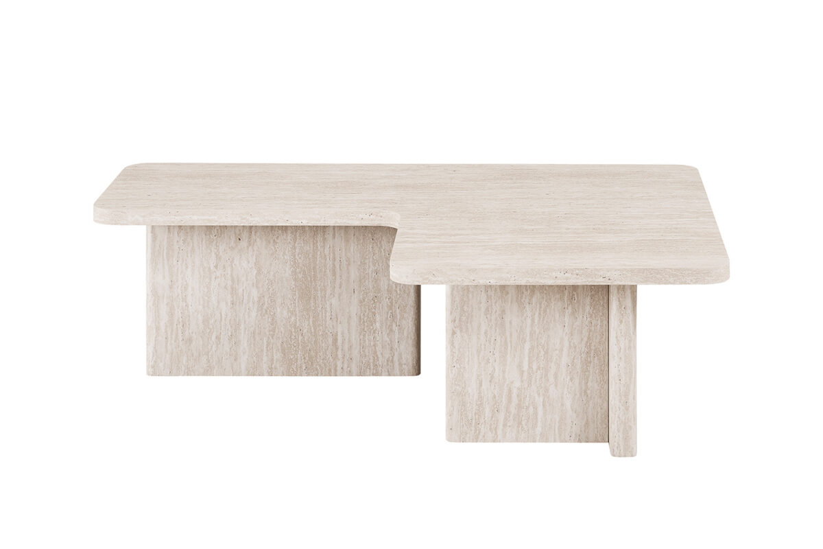 Salontafel Matera Vierkant 120 cm travertinlook beige Japandi – foto 6