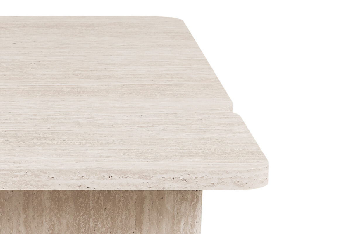 Salontafel Matera Vierkant 120 cm travertinlook beige Japandi – foto 9