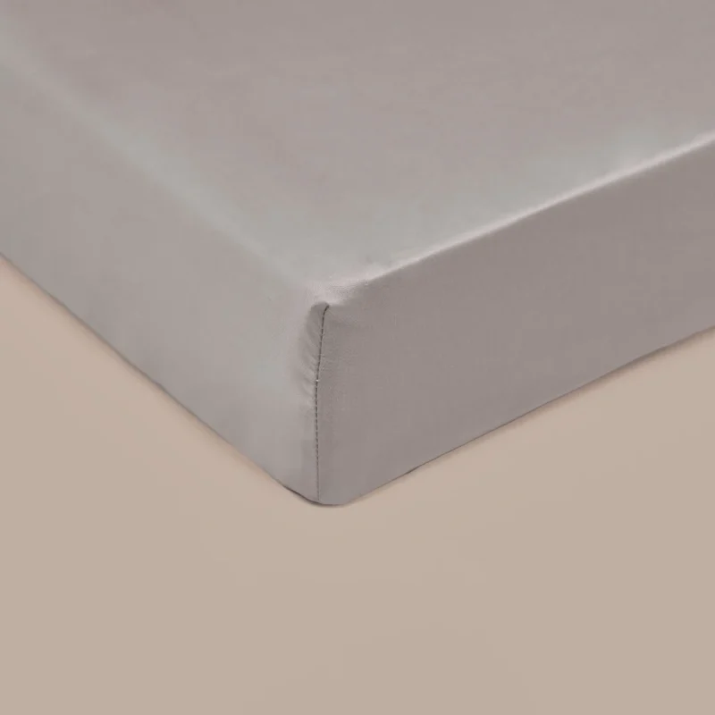 Hoeslaken 160 x 200 x 30 cm Taupe TENCEL™ Satijn Ademend - Afbeelding 2