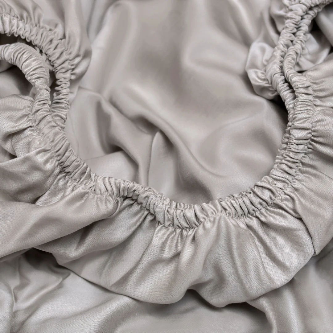 Hoeslaken 160 x 200 x 30 cm Taupe TENCEL™ Satijn Ademend - Afbeelding 6