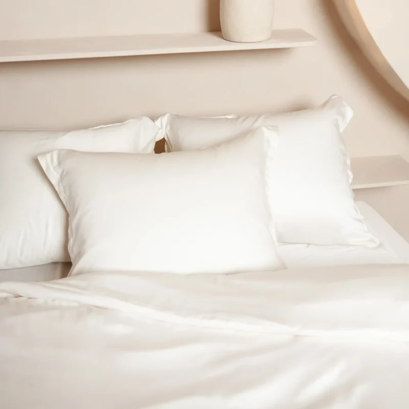 Topper Hoeslaken 180 x 210 cm Off White TENCEL™ Satijn Luxe - Afbeelding 4