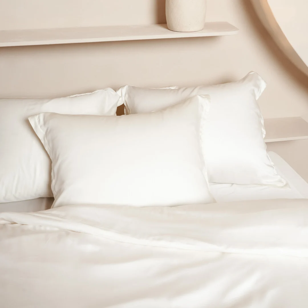 Topper Hoeslaken 180 x 210 cm Off White TENCEL™ Satijn Luxe - Afbeelding 4