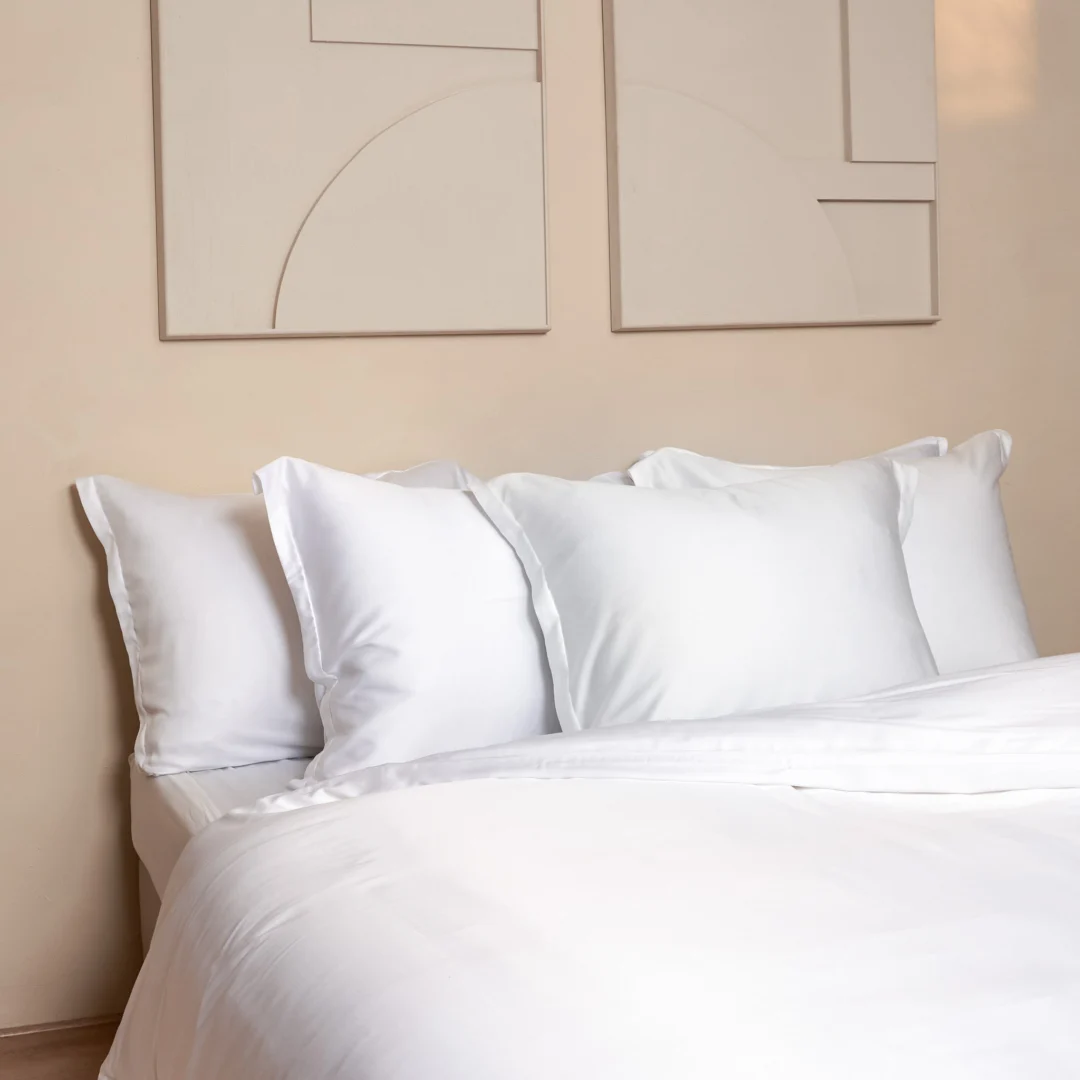 Hoeslaken 200 x 200 cm Wit TENCEL Lyocell Hotelkwaliteit - Afbeelding 3
