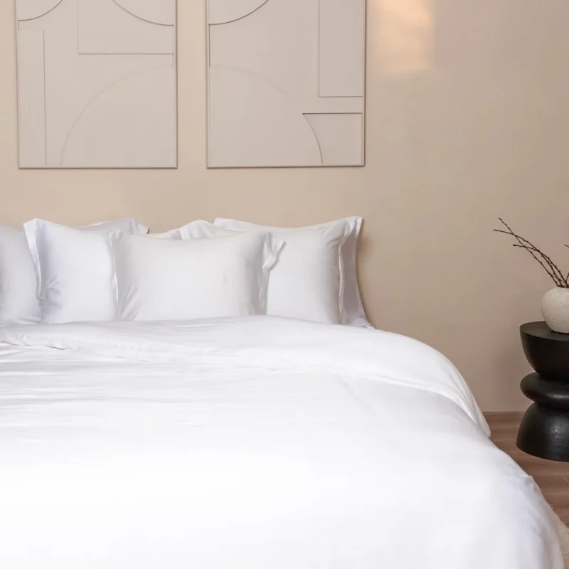 Hoeslaken 200 x 200 cm Wit TENCEL Lyocell Hotelkwaliteit - Afbeelding 6