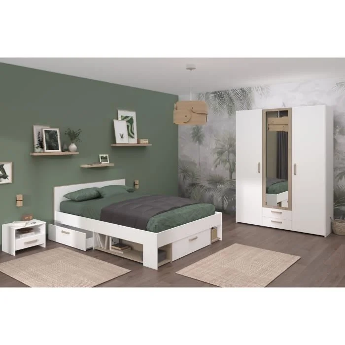 Slaapkamer set 140 x 190/200 cm Wit eiken Parisot Dream