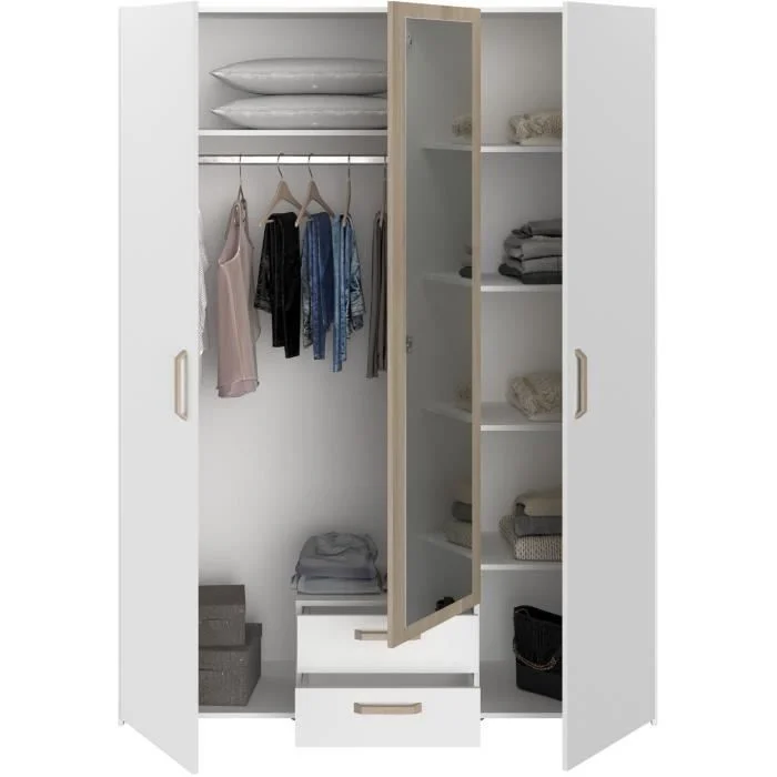 Slaapkamer set 140 x 190/200 cm Wit eiken Parisot Dream - Afbeelding 5