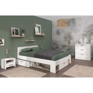 Slaapkamerset 140 x 190/200 cm Wit & eiken Compleet Parisot