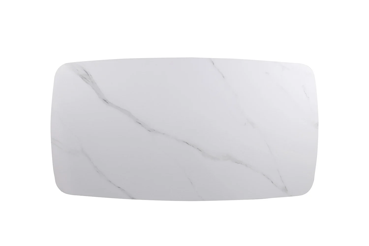 Een ovale salontafel van wit marmer (Salontafel Wit 130 CM Ovaal Steen) met subtiele grijze adering, op een effen witte achtergrond.