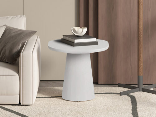 Bijzettafel Cascais Ovaal 55 cm cementlook ecru Japandi