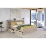 Tweepersoonsbed 180 x 200 cm Japans eiken decor met 2 lades