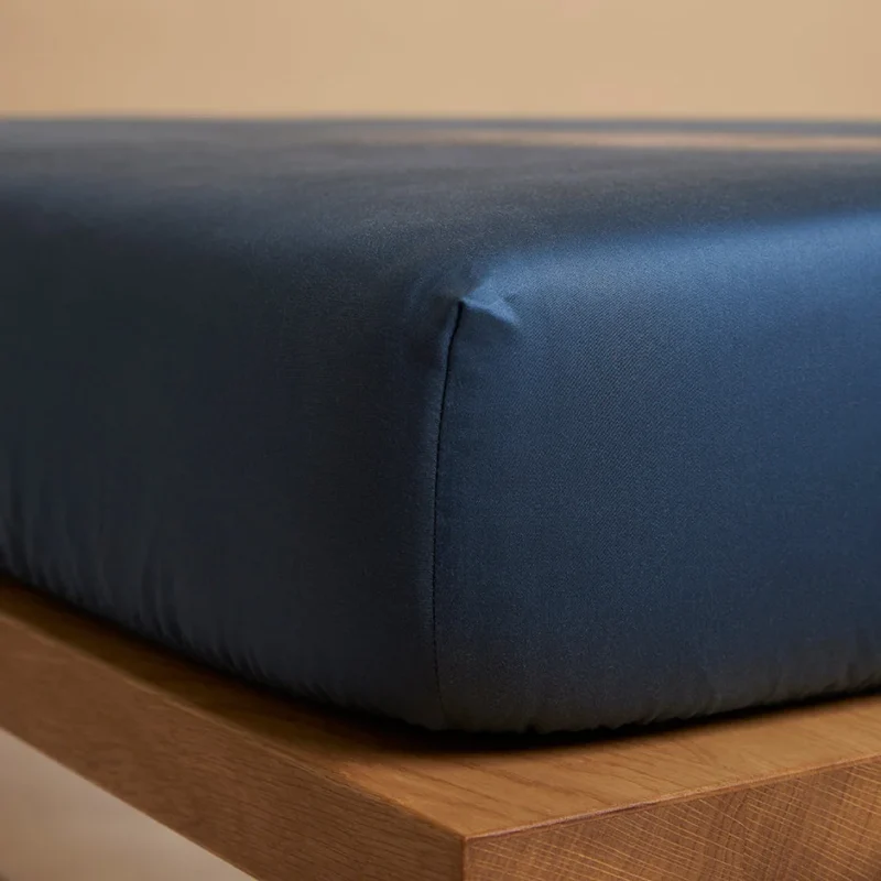 Hoeslaken 90 x 200 cm Blauw TENCEL™ lyocell zijdezacht - Afbeelding 2