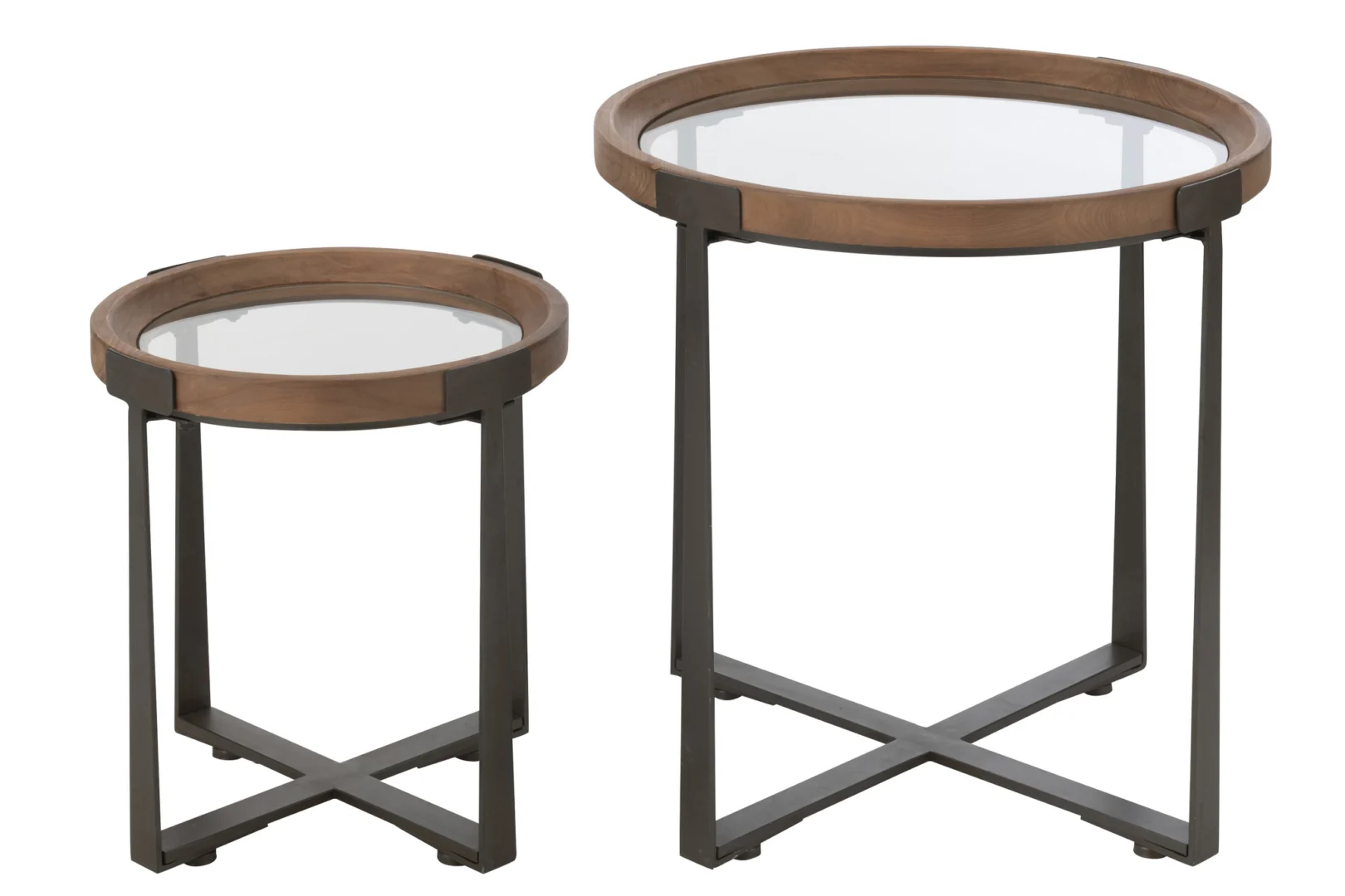 De Bijzettafel Zwart is een vierkante bijzettafel van 60 x 60 cm met een metalen frame, zwarte afwerking en stevige X-vormige kruisende poten, die een moderne uitstraling en functioneel ontwerp biedt.