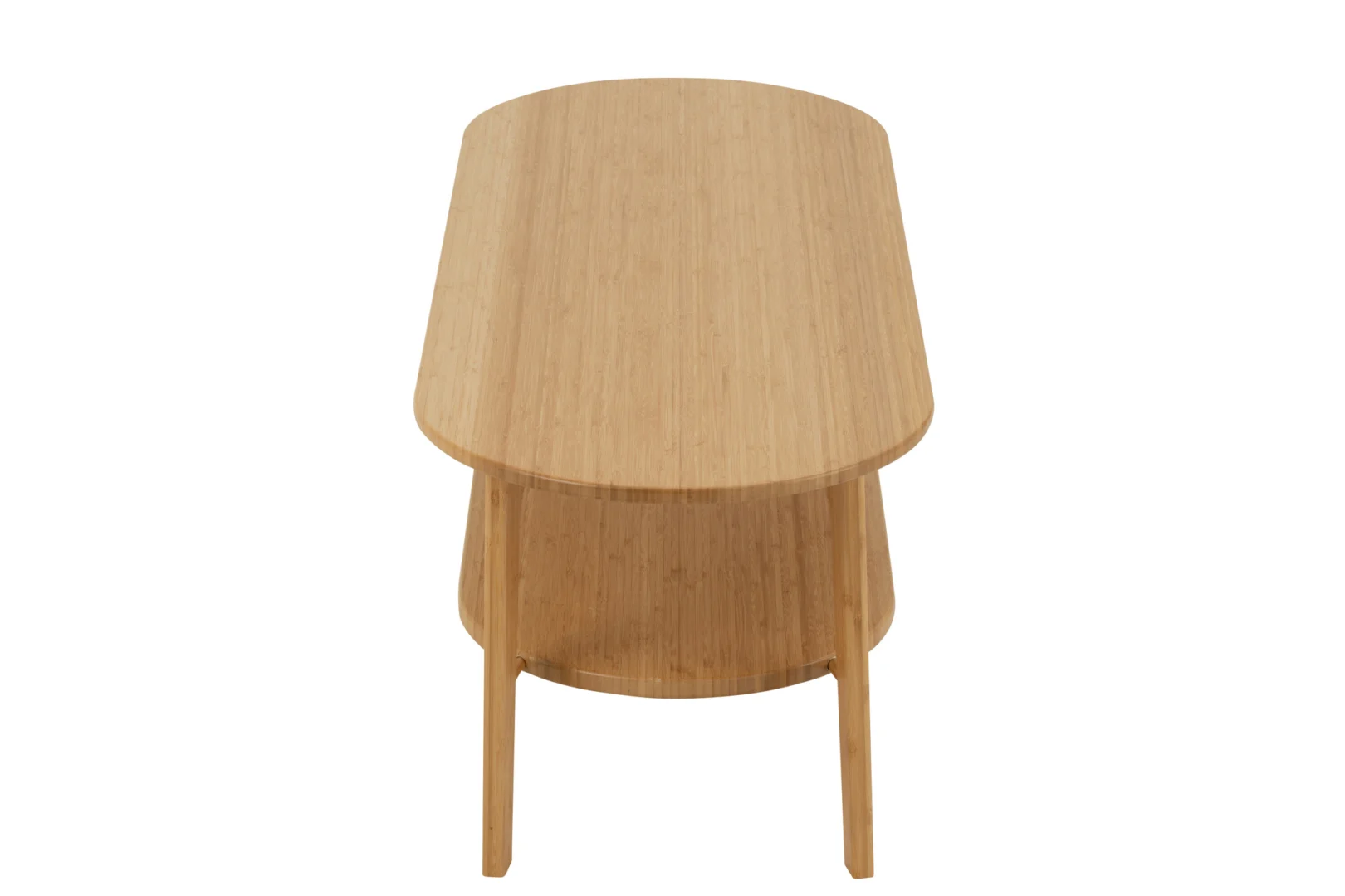 De Salontafel 45 x 40 CM Vierkant Bamboe is een vierkante salontafel van bamboe met een glad blad, van bovenaf gezien op een witte achtergrond.