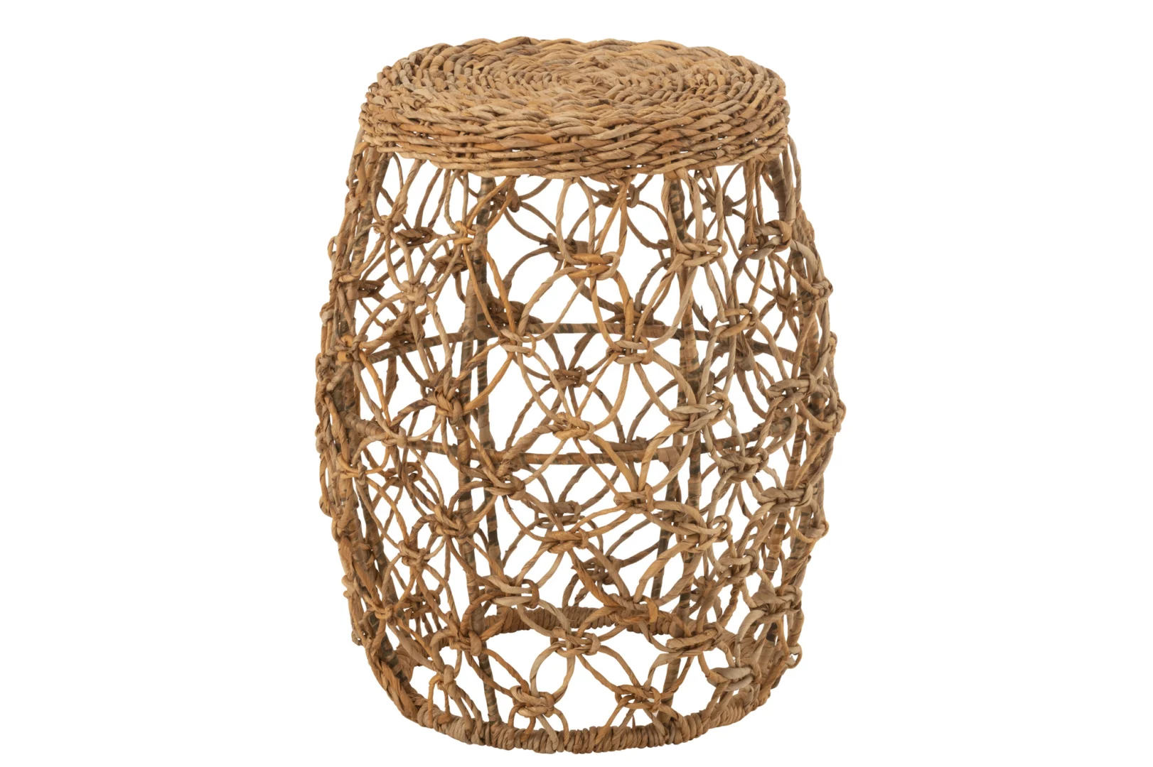 De Bijzettafel 30 x 30 CM Ijzer is een ronde bijzettafel met een massief tafelblad en een open, cilindervormig ijzeren onderstel in traliestijl. Het robuuste metalen ontwerp geeft de tafel een moderne, rustieke uitstraling.