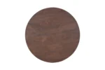 De Tafel 'Tommy' 130 cm is een rond mangohouten tafelblad in bruin, met een gladde afwerking en van bovenaf afgebeeld tegen een effen witte achtergrond.