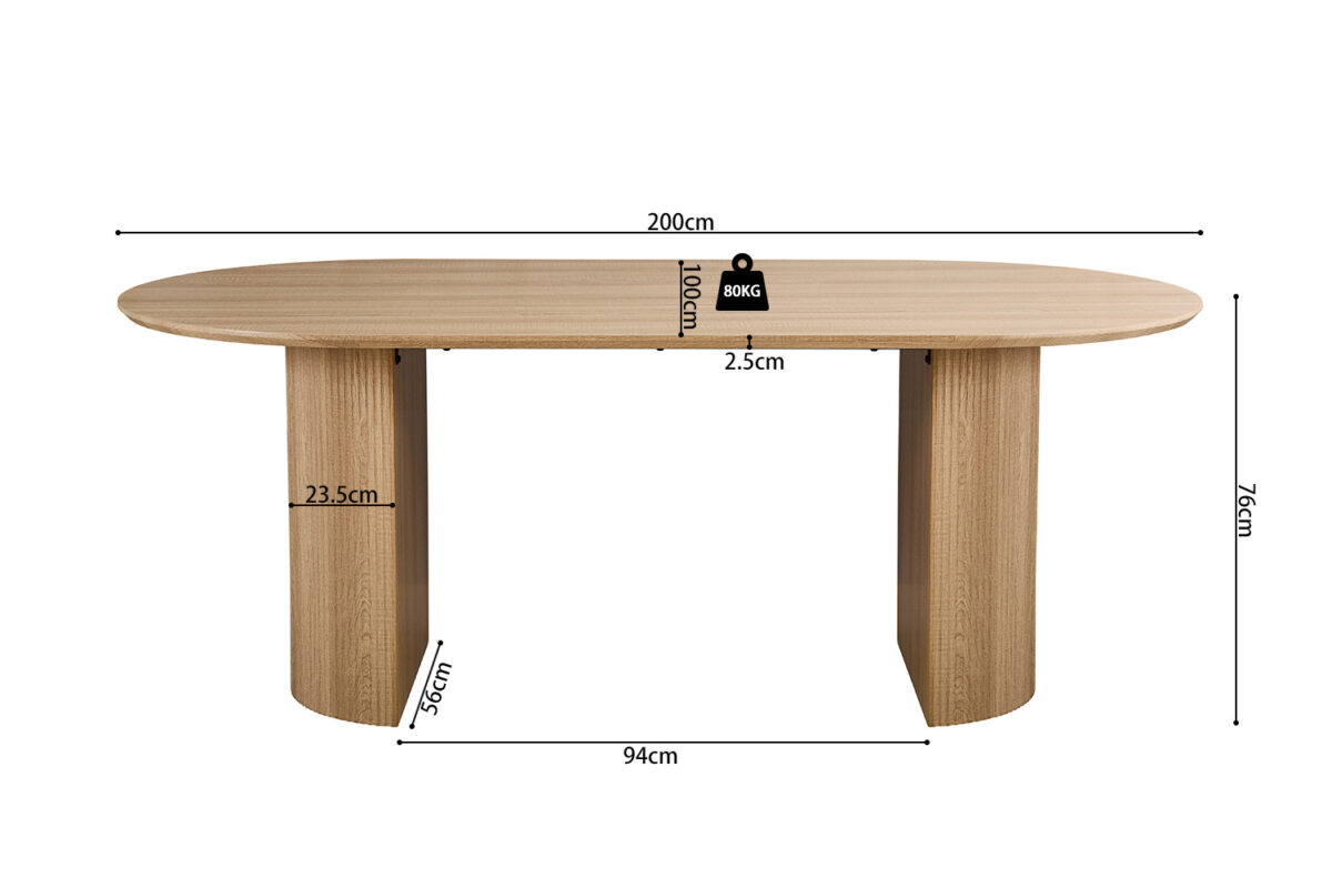 Eettafel Mykonos Ovaal 200 cm eiken naturel Japandi – foto 7