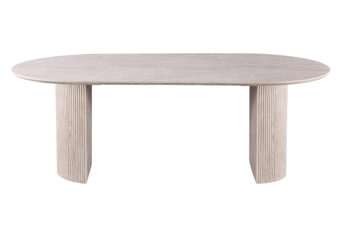 Eettafel Mykonos Ovaal 220 cm travertinlook beige Japandi – foto 3