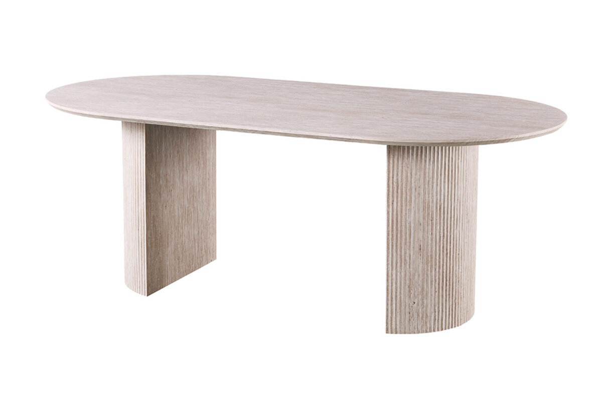 Eettafel Mykonos Ovaal 220 cm travertinlook beige Japandi – foto 4