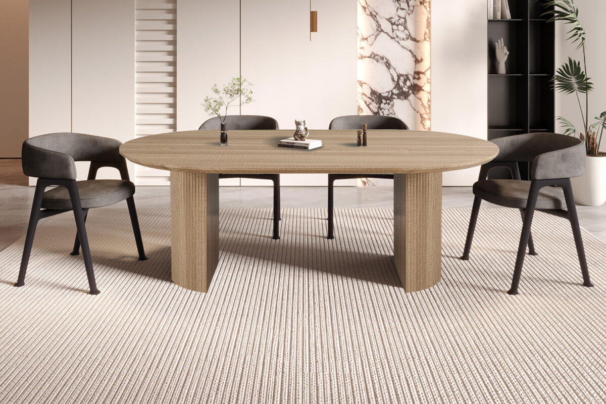 Eettafel Mykonos Ovaal 220 cm eiken naturel Japandi