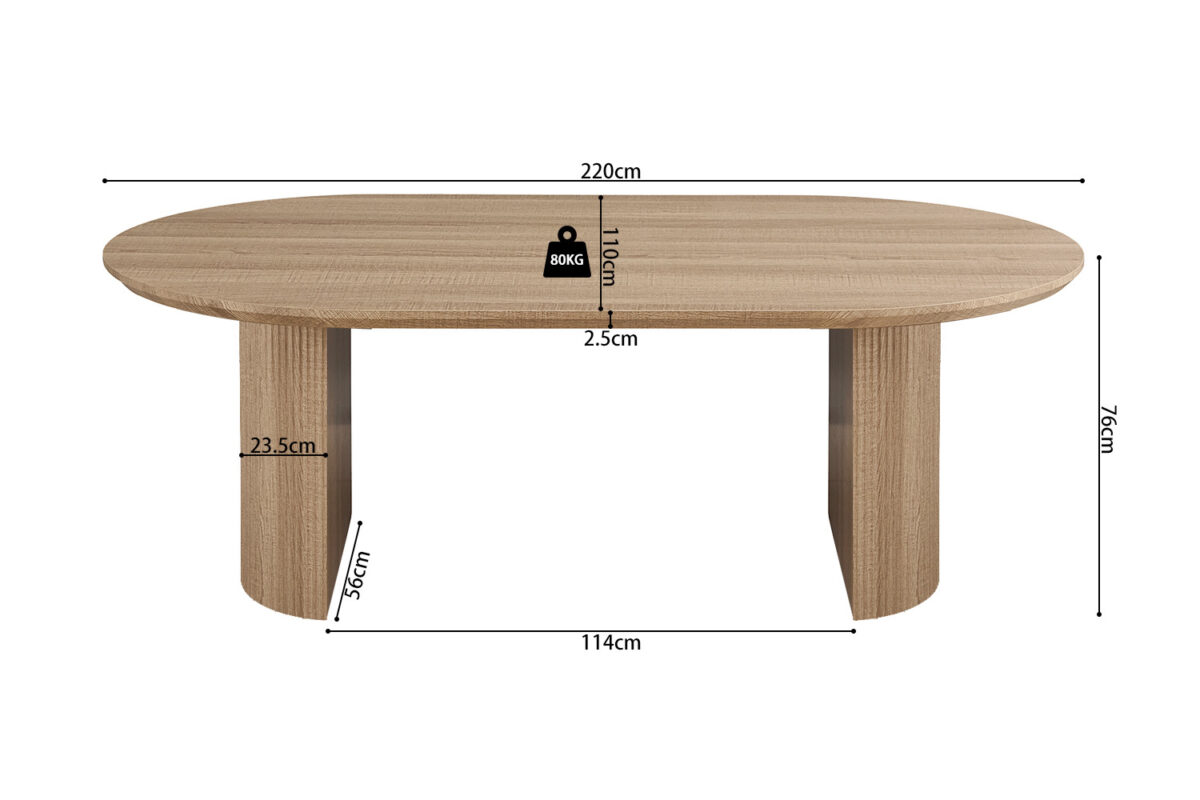 Eettafel Mykonos Ovaal 220 cm eiken naturel Japandi – foto 6