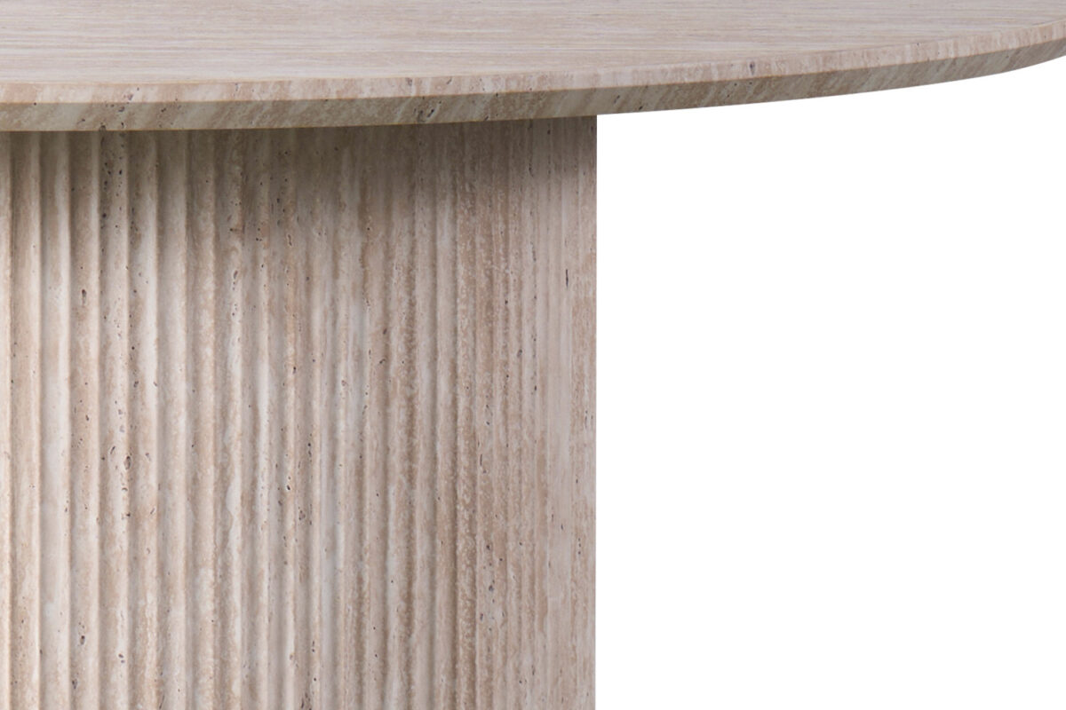 Eettafel Mykonos Rond 120 cm travertinlook beige Japandi – foto 5