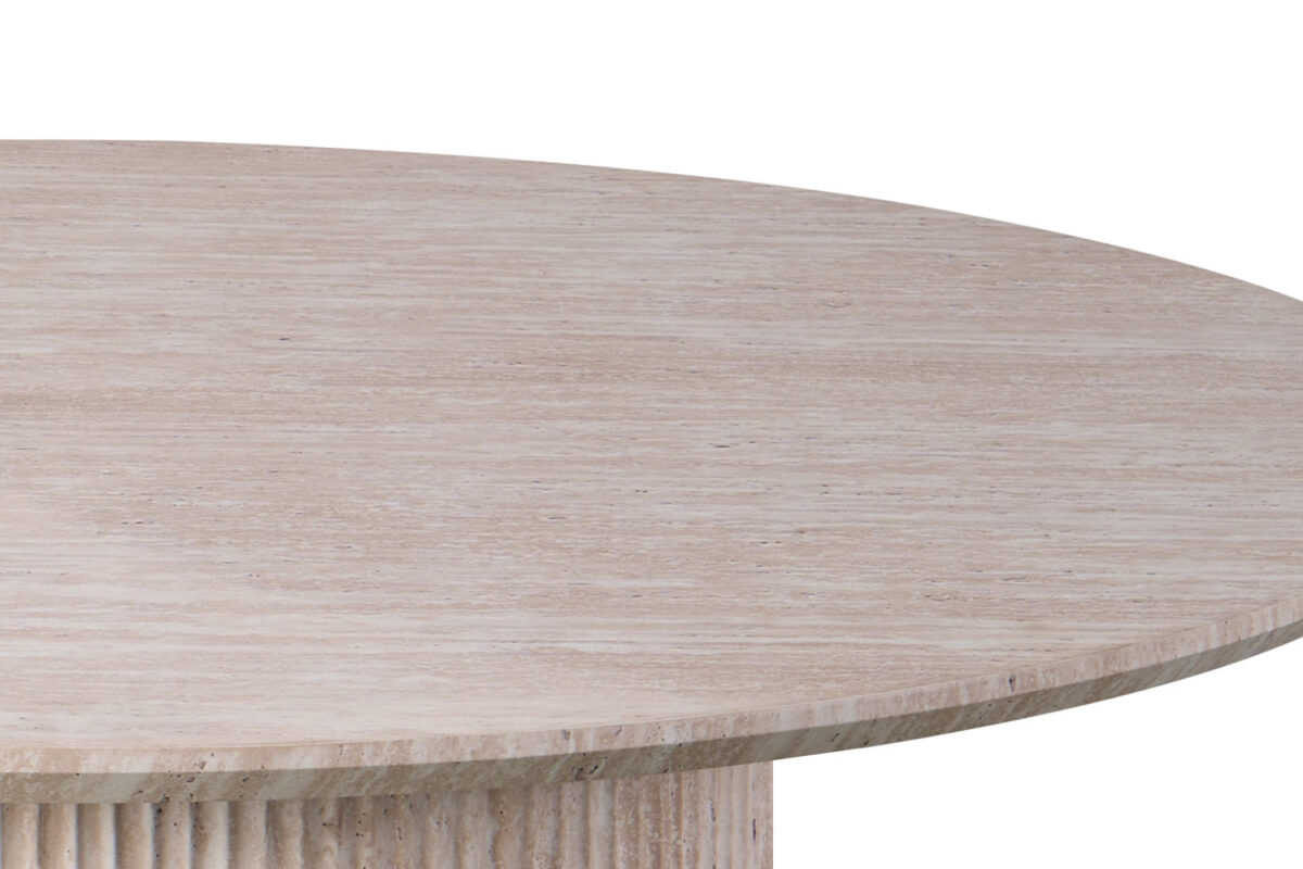 Eettafel Mykonos Rond 120 cm travertinlook beige Japandi – foto 6
