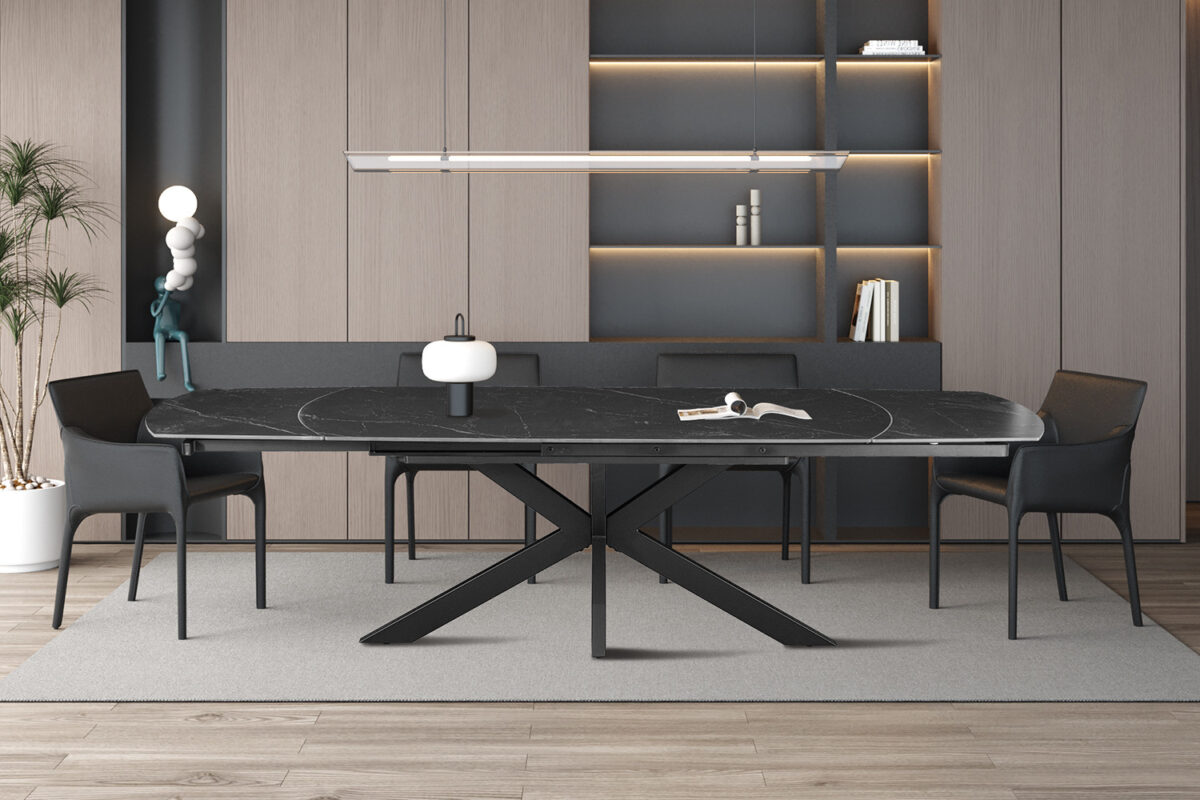 Uitschuifbare eettafel Athene Deens ovaal 160-240 cm steen zwart – foto 2