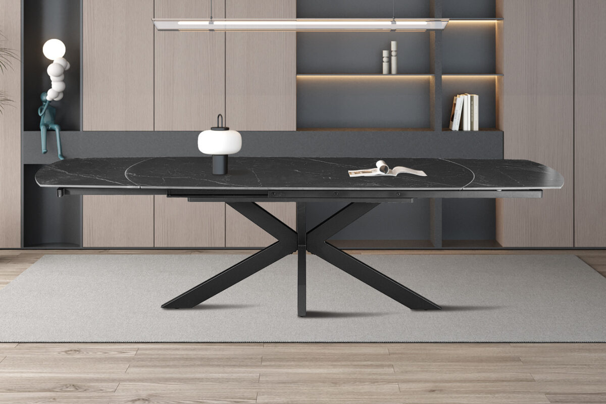 Uitschuifbare eettafel Athene Deens ovaal 160-240 cm steen zwart – foto 3