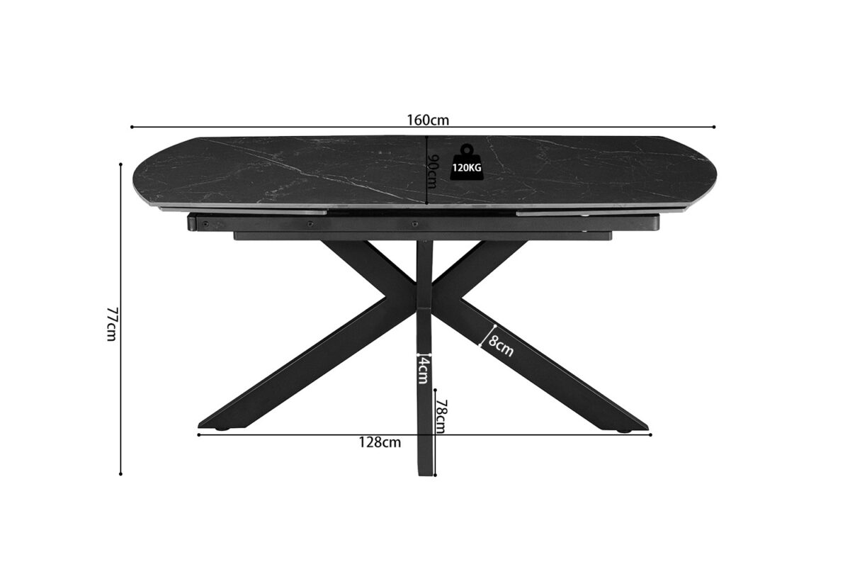 Uitschuifbare eettafel Athene Deens ovaal 160-240 cm steen zwart – foto 9